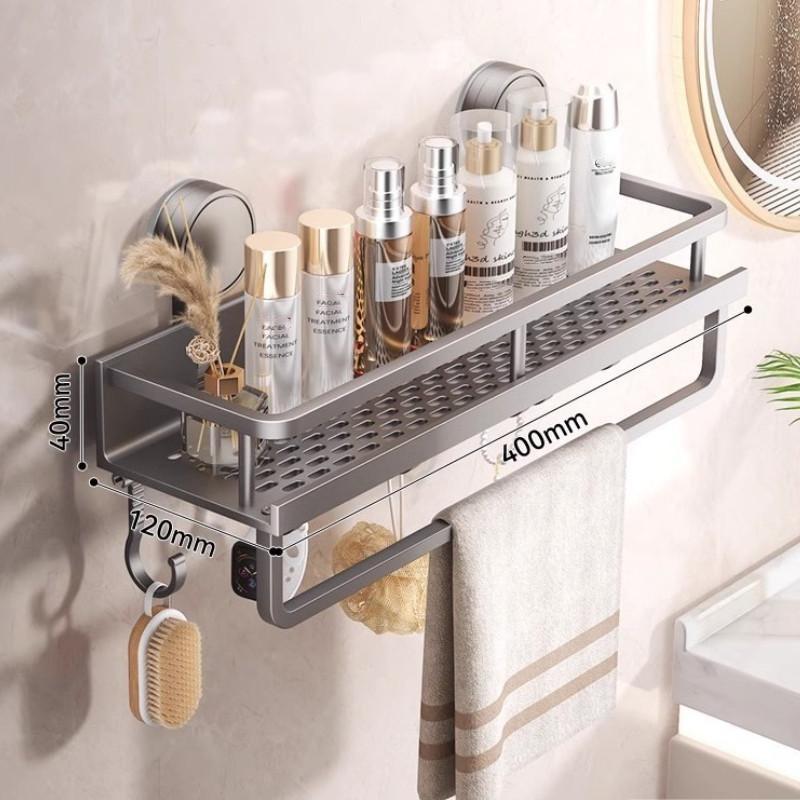 Tray Suction Cup Mount Bathroom Shelf  Multifunctional No Drill Hanging Bath Room Basket Household Shampoo Storage Rack