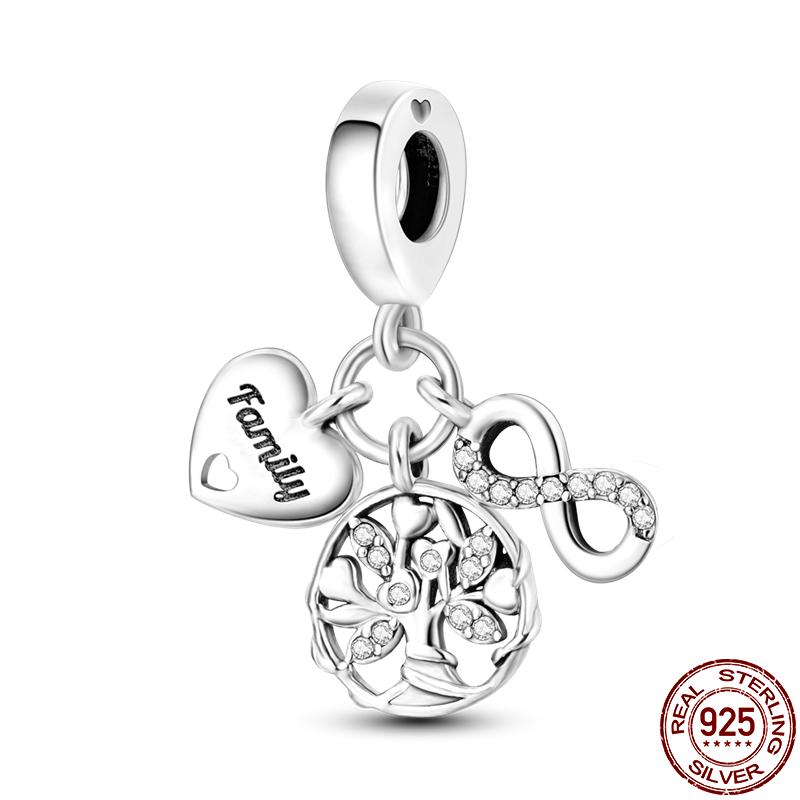 Copper Diy Beads Heart Shaped Tree Of Life Series Charm Fit Pan Original Bracelet For Women Jewelry Birthday Gift