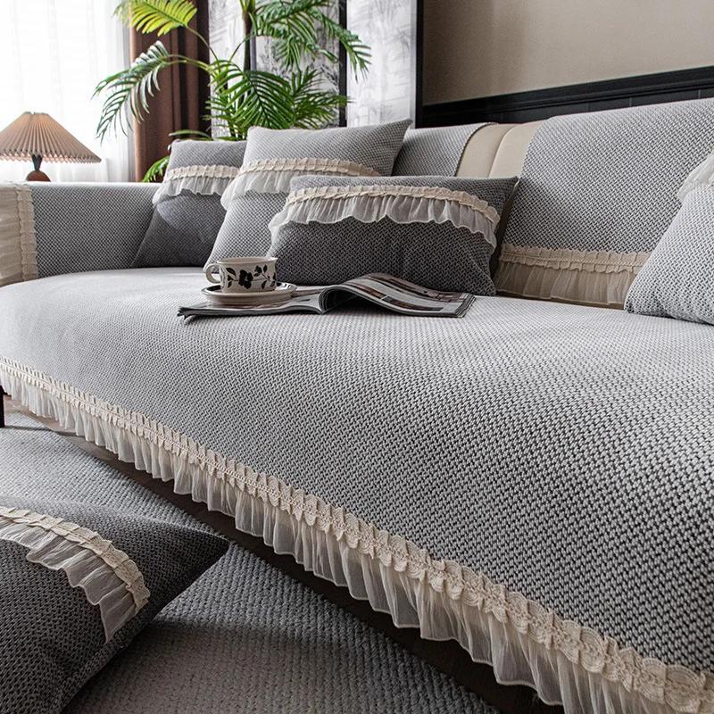 Non-Slip Chenille Sofa Cover for Living Room Four Seasons Universal Sofa Cushion French Style Light Luxury Couch Covers Home