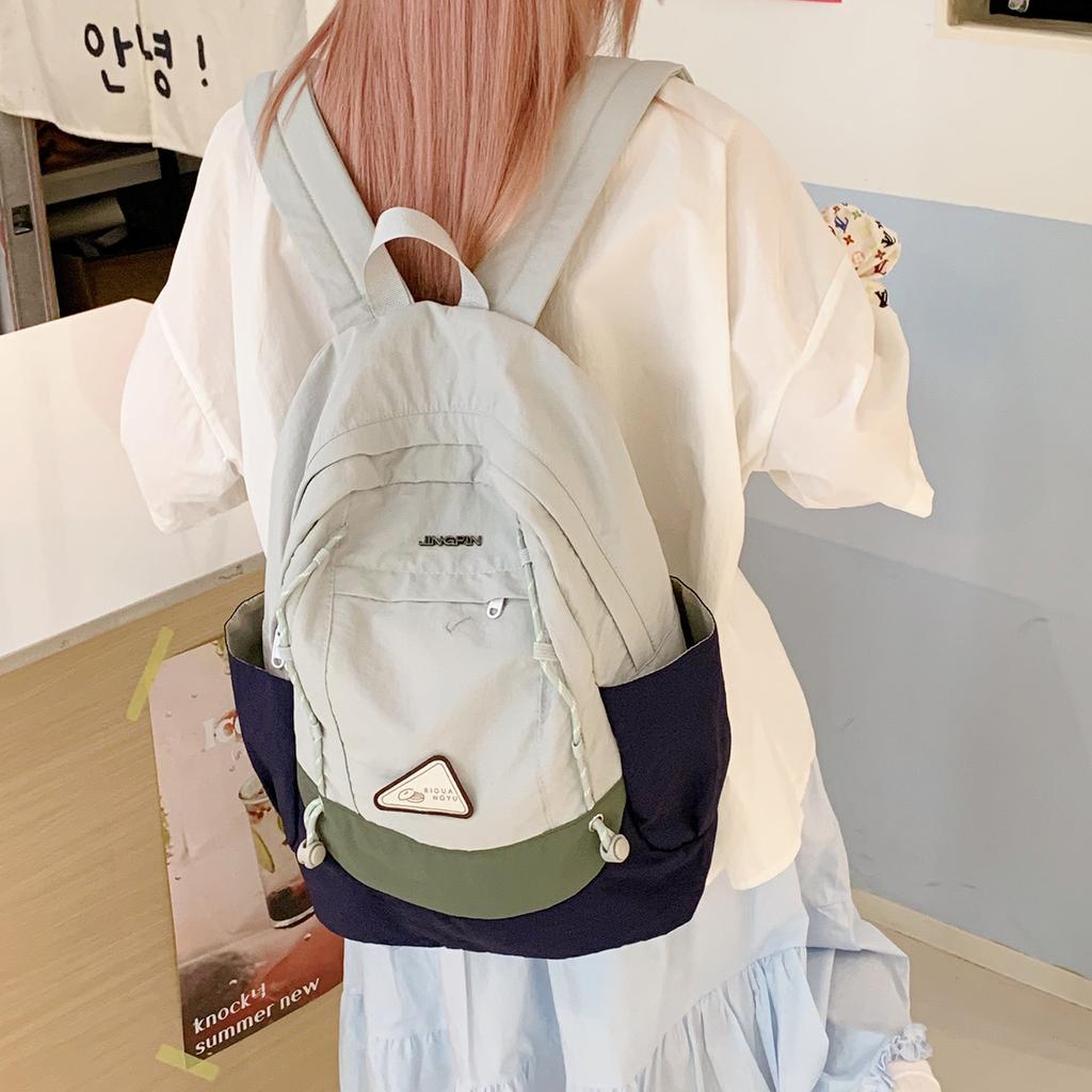 Schoolbag simple Korean contrasting colors new backpack college student trendy cool tooling style computer leisure travel backpack