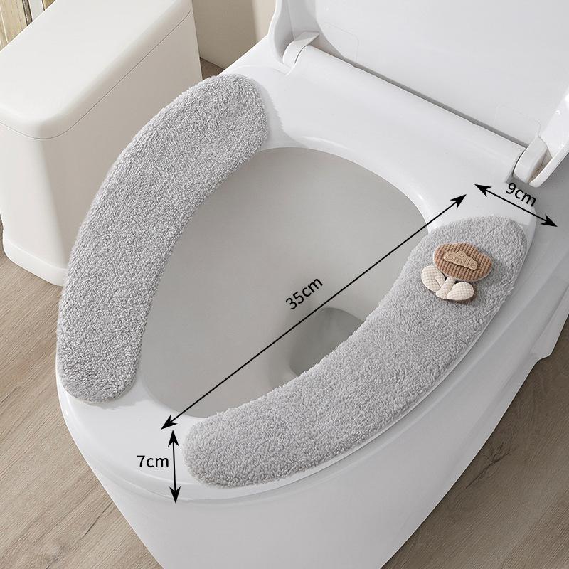 Tapis de siège de toilette rembourré épais en peluche, antidérapant, doux, accessoires de salle de bain