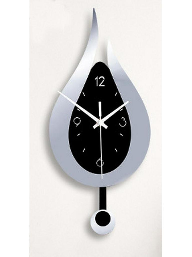 Silent European Acrylic Wall Clock with Swing Pendulum for Living Room or Bedroom Decor