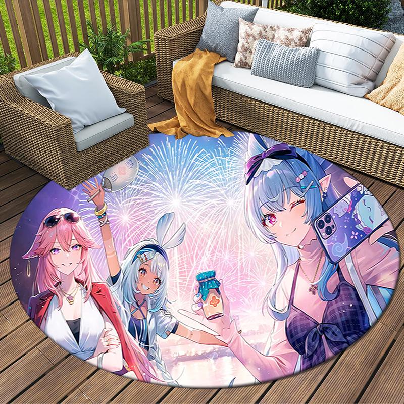 1Pc Galaxy Friends Adventure Flannel Round Rug Soft Non Slip Circular Office Carpet Floor Mat Bedroom Living Room Xmas Gift S1799