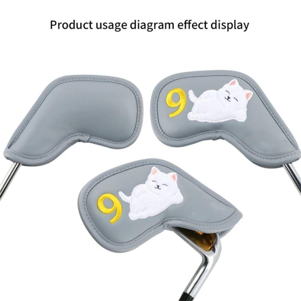 Cats Pattern Golf Iron Head Cover PU Leather Golf Club Covers Golf Head Protector  Golf Supplies