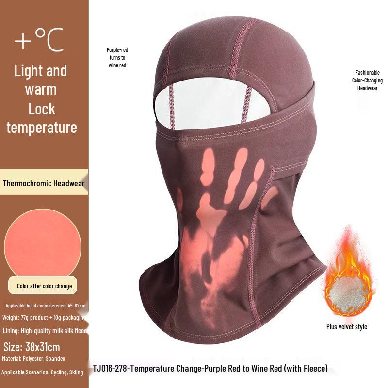 Color-Changing Thermal Winter Cycling Balaclava: Velvet-Lined, Windproof, Heat-Sensitive Ski Face Mask.