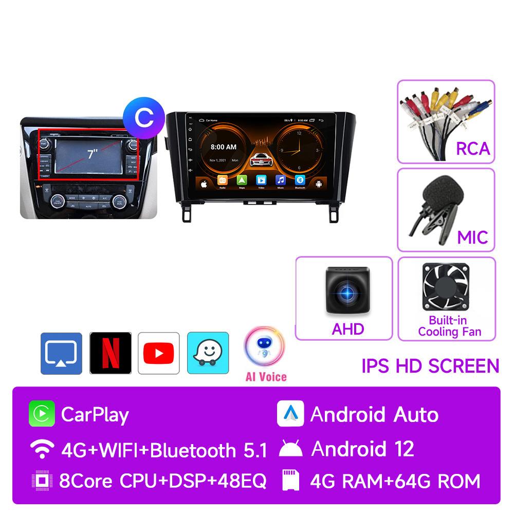 JIUYIN 2 Din Android 12 Car Radio for Nissan Qashqai 2 J11 X-Trail T32 Rogue 2013-2021 Multimedia Player 2Din Carplay Head Unit