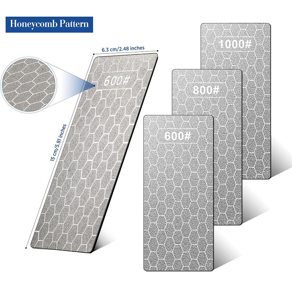 Piedra de Afilar Diamante de Grano 600/800/1000 Piedra de Afilar Cuchillos con Placa Extra Fina/Gruesa y Base Antideslizante