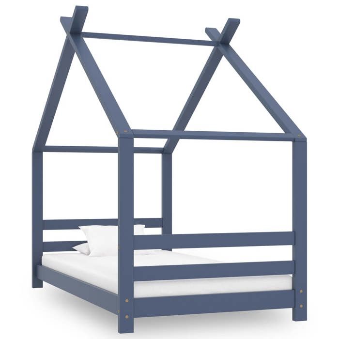 VidaXL Cadre de Lit d'enfant Sommier à Lattes Cadre à Lattes Meuble de Chambre à Coucher Maison Intérieur Gris 80x160 cm 289614
