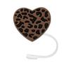 5pcs Straw Lid Reusable Silicone Straw Covers Heart-Shaped Leopard Print Straw Plug for Tumblers Cup Accessories Home