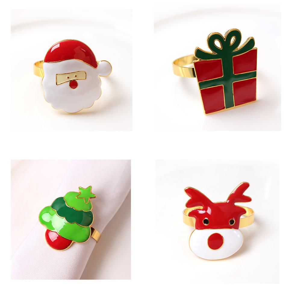 4PCS Table Napkin Ring,Christmas Napkin Buckle, Gift box, Snowflake Crafts Holder Handmade Party Supplies Christmas Decorative