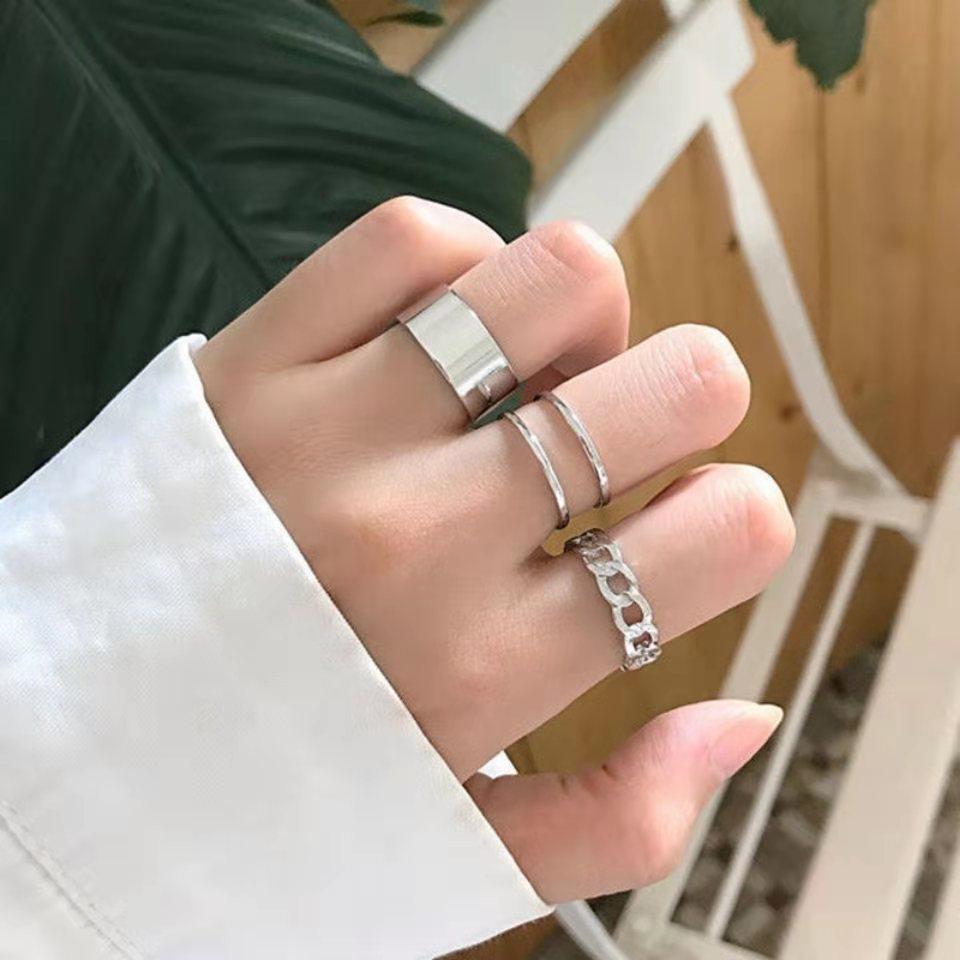 Adjustable Three-Piece Korean Open Ring: Trendy Hip-Hop Style, Versatile Fashion for Women