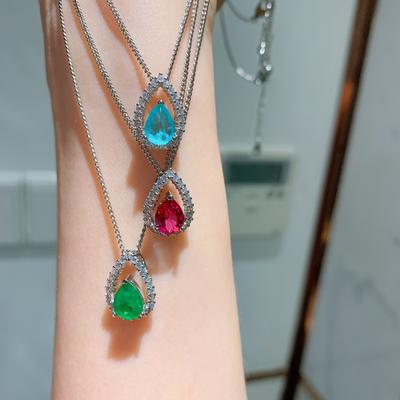 Jewelry Necklace Color Treasure Seiko Simulation Emerald Pendant Temperament Clavicle Chain Jewelry