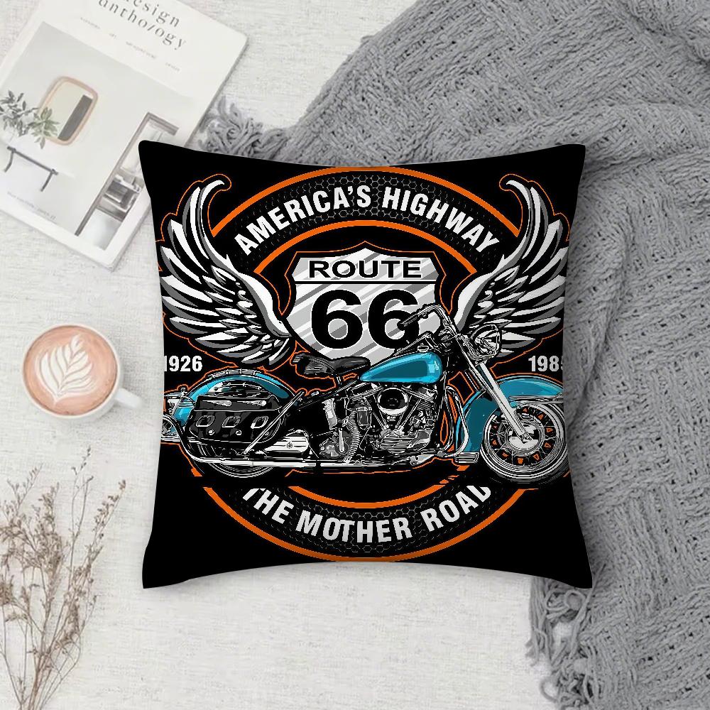 Fashion Us Route 66 Pillow Case Square Double-Sided Printing Sofa Cushion Cover Pillowcase Bedroom Bedside