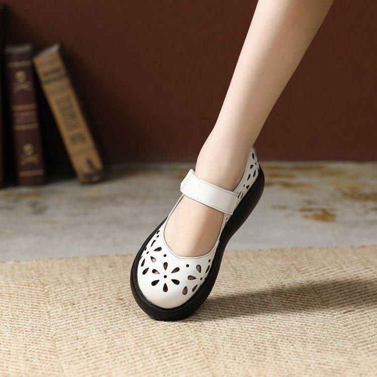 Flat-soled Single Shoes Women's Soft Leather Spring and Autumn Soft-soled Beef Tendon Sole Shallow Mouth Shoes