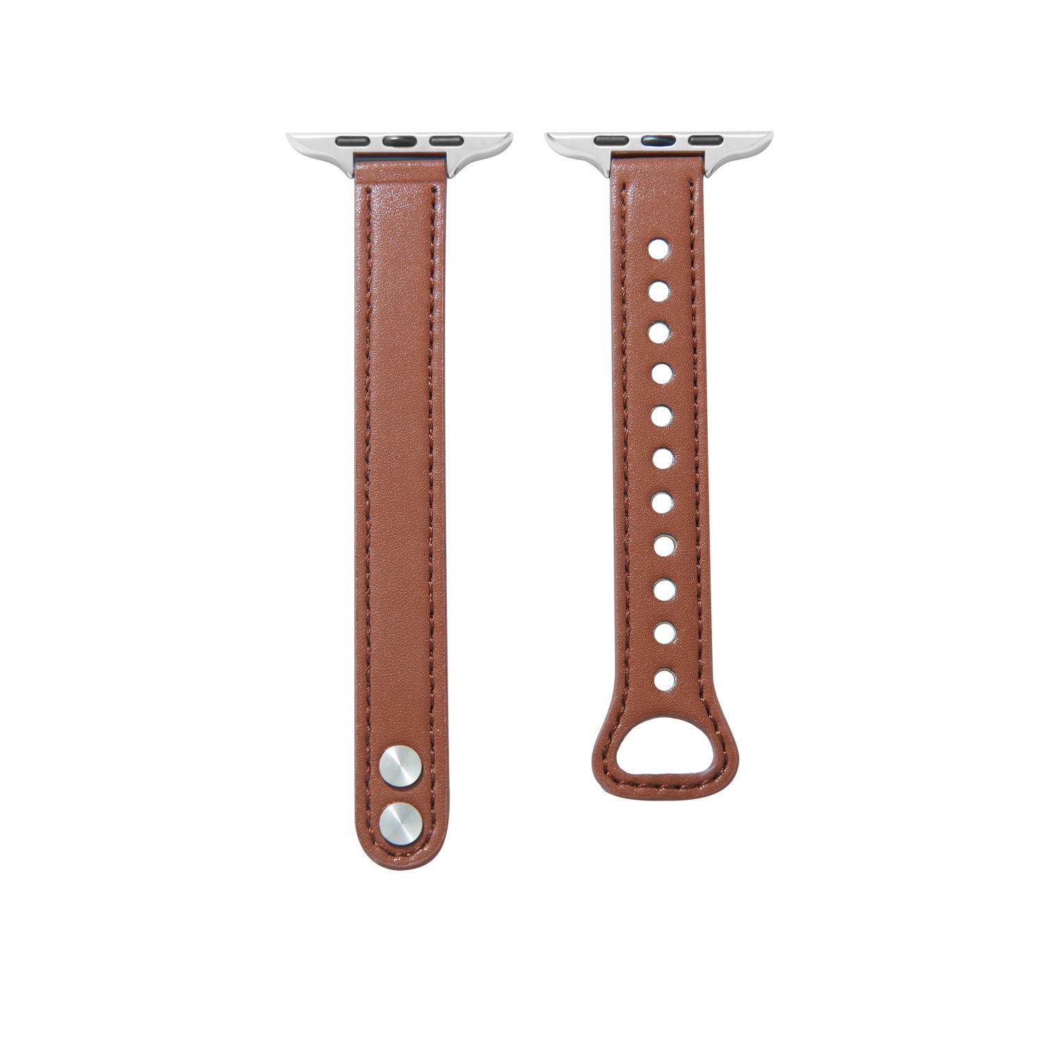 

Ремешок для умных часов для Apple Watch, ремешок 40 мм, 44 мм, 38 мм, 42 мм для серии iwatch SE 654321, женский кожаный ремешок для часов, сменный браслет 38mm or 40mm or 41mm коричневый