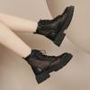 Women's Sandals Summer New Medium Heel Mesh Fabric Side Zipper Cool Boots Fashion Temperament Breathable Single Shoes