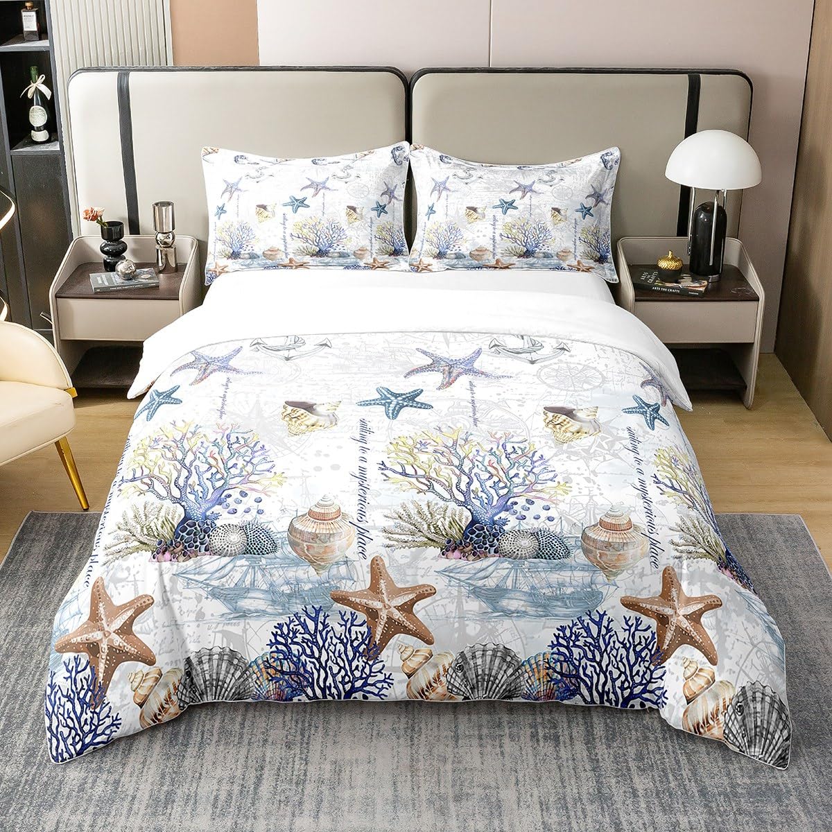 

Shell Duvet Cover Sets for Kids Boys Girls Lightweight Down Quilt Covers Bedroom Decor 2 Pillowcases 1 Duvet Cover No Comforter (135x200cm)