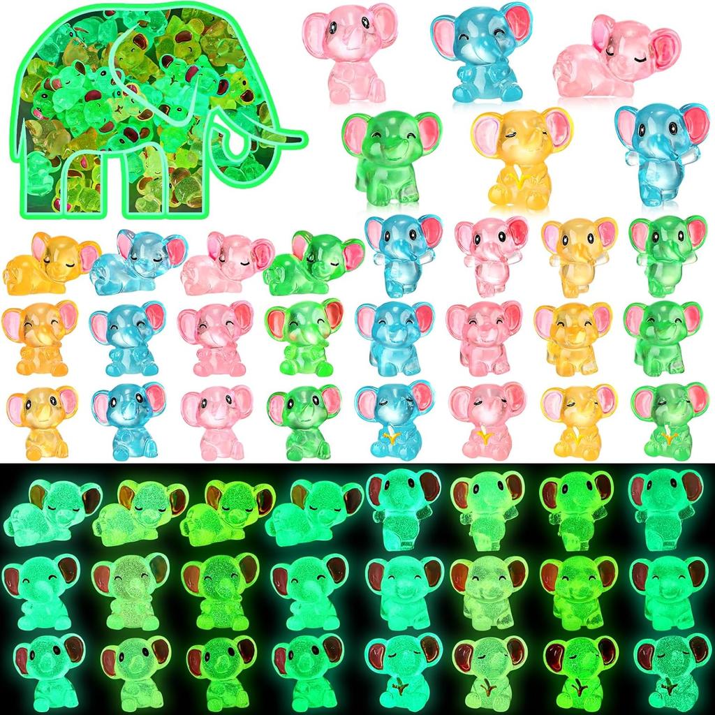 10Pcs Luminous Mini Resin Elephant Glow In The Dark Tiny Elephant Figures For Diy Fairy Garden Container Potted Plant Decor