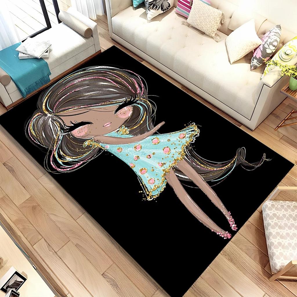 Niedlicher Ballett-Mädchen-Ballerina-Fee-Cartoon-Teppich, Teppich für Zuhause, Wohnzimmer, Schlafzimmer, Sofa, Fußmatte, Dekor, rutschfeste Bodenmatte für Kinder