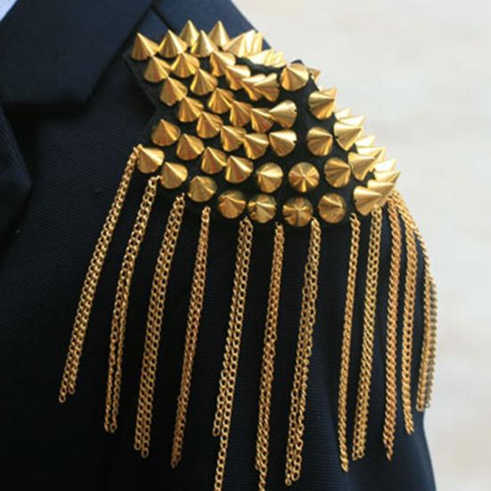 Shoulder Brooch Tassels Punk Jewelry Vintage Fringe Epaulette Clothes Decor