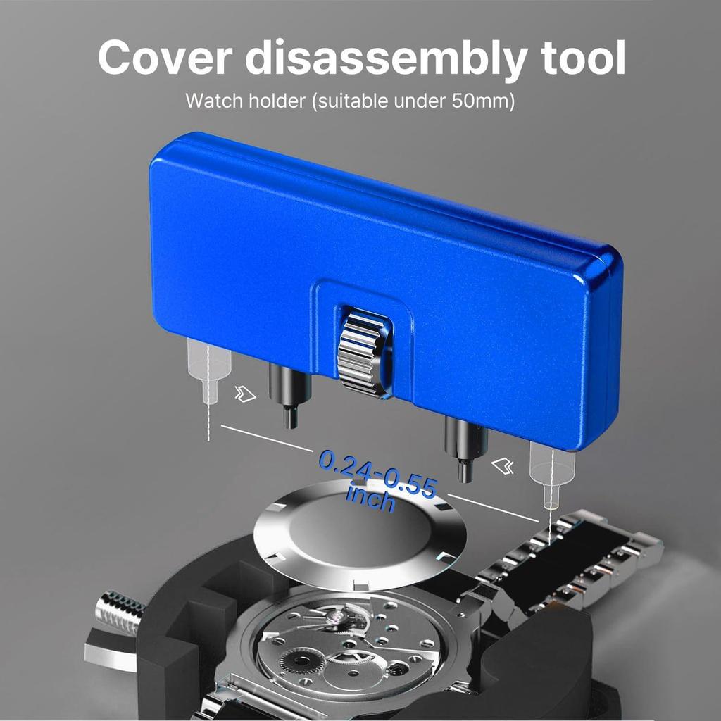 12-Piece Watch Repair Kit: Case Opener, Repair Stand, Fixing Stand, Rear Cover Tool Combination Set.