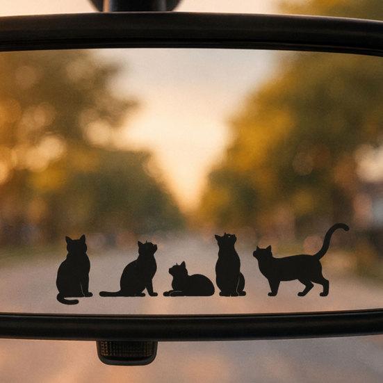 Yangyizhi Car Sticker, Waterproof PVC Self-adhesive Traceless Auto Decal, Five Cats Pattern Sticker for Fuel Tank Caps Windows Luggage Skateboards