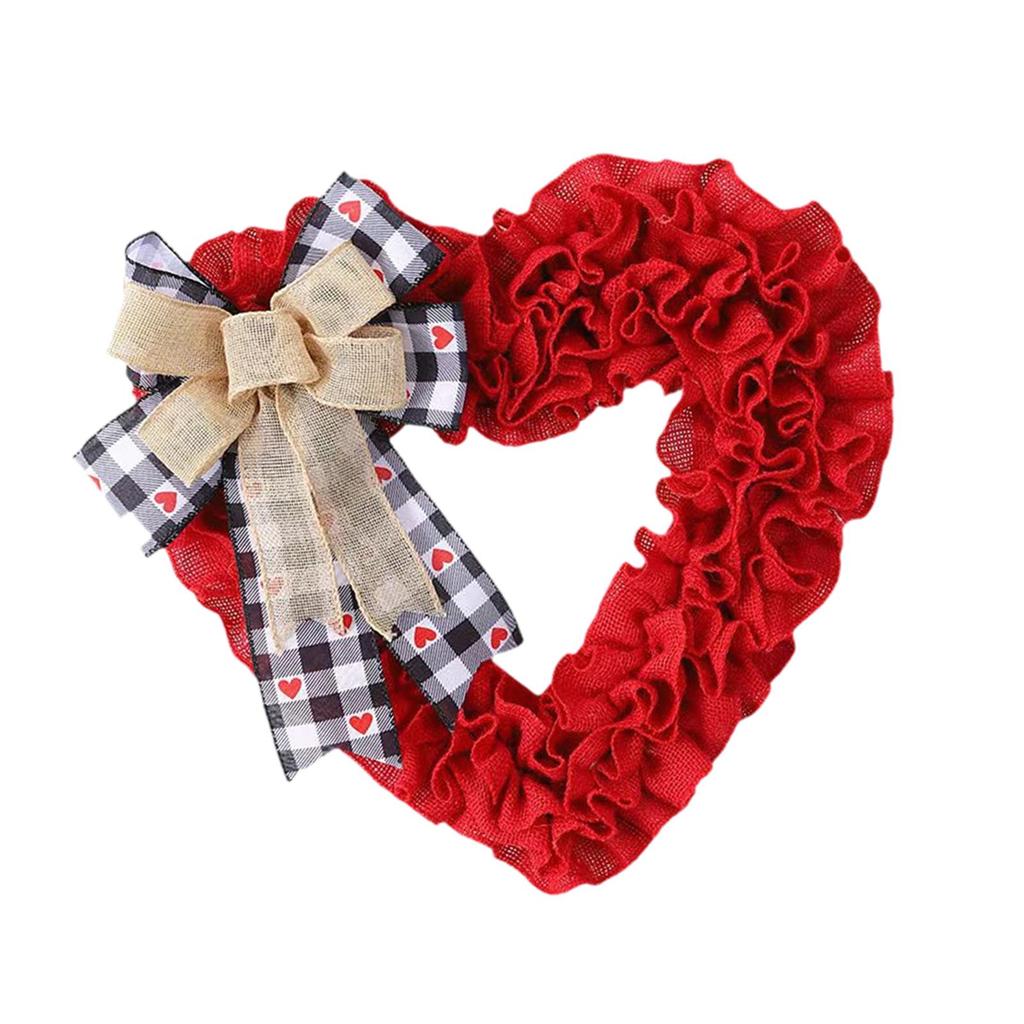 Heart Shaped Wreath Valentine's Day Wreath Multifunctional Hanging Ornament for Festival Window Front Door Engagement Decor