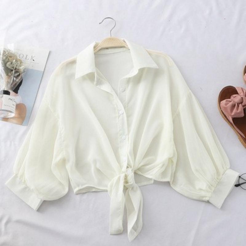 Summer Chiffon Thin Jacket Loose Short Three-quarter Sleeve Shawl Cardigan Sunscreen Shirt Top
