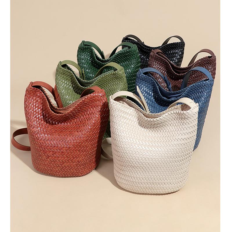 2025 Neue Handgemachte Häkeltasche Mode Bucket Bag Lässige Umhängetasche für Damen Gewebte Geldbörse