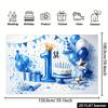 2D Plane 1-year-old Birthday Party Backdrop, Blue and White Balloon Crown with the Number 1 Element, Wall Decoration