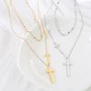 Stainless Steel Necklaces Cross Pendant Choker Double Stacked Wear Light Luxury Fine Necklace For Women Jewelry Gifts