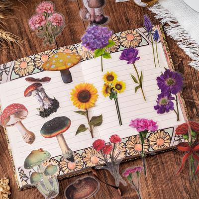 Confezione di Adesivi Floreali Botanici Farfalle Decalcomanie per Diario Naturalistico Estetici Fai da Te Scrapbooking Instagram Adesivo Pianta Vintage