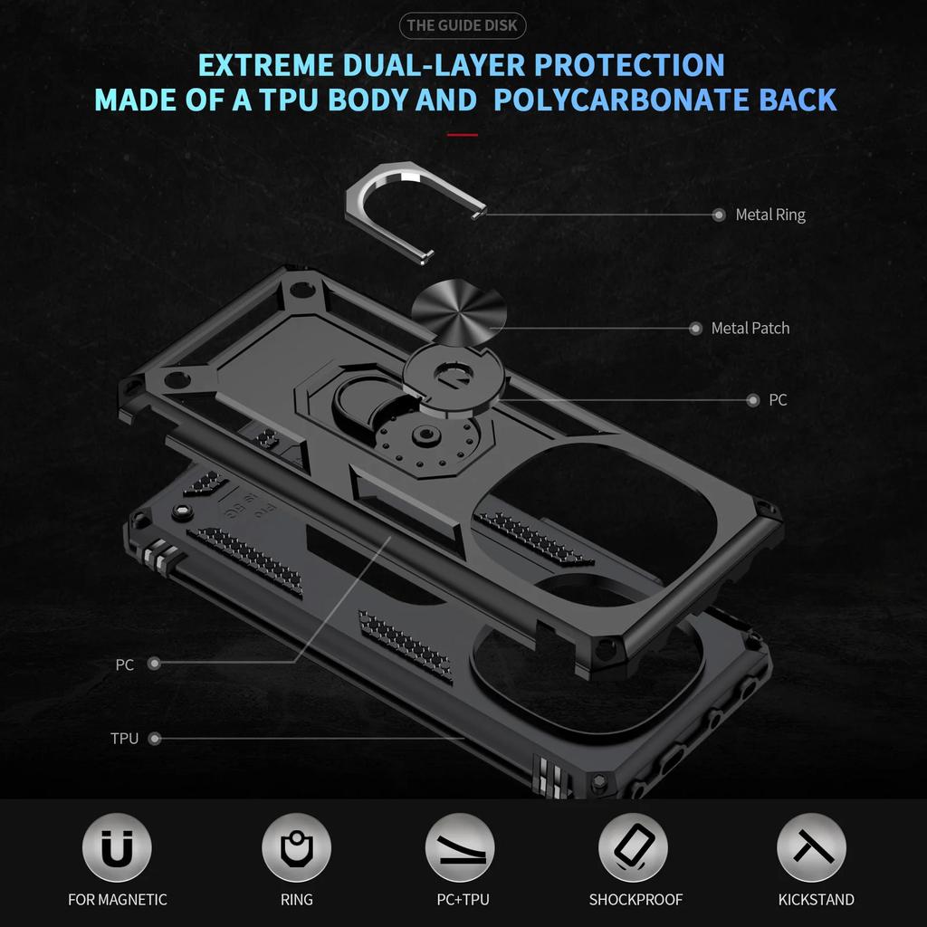 Støtsikker rustning for Xiaomi Redmi Note 14 Pro 4G 5G Note 14 Pro Plus deksel telefondeksel ringstativ støtfanger silikon telefon bakdeksel
