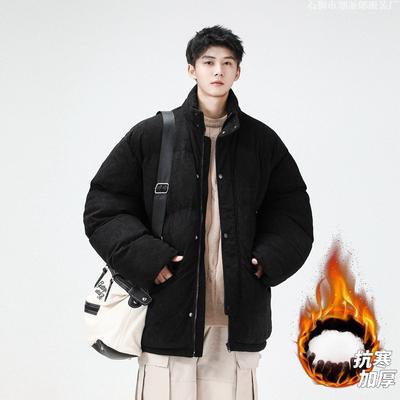 New Fashion Green Trend Versatile Corduroy Cotton-padded Jacket Men's Stand-up Collar Cotton-padded Jacket