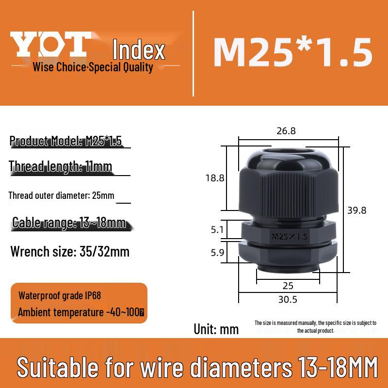 Waterproof Nylon Cable Connector M20*1.5 Plastic Sealing Gland Industrial Accessory