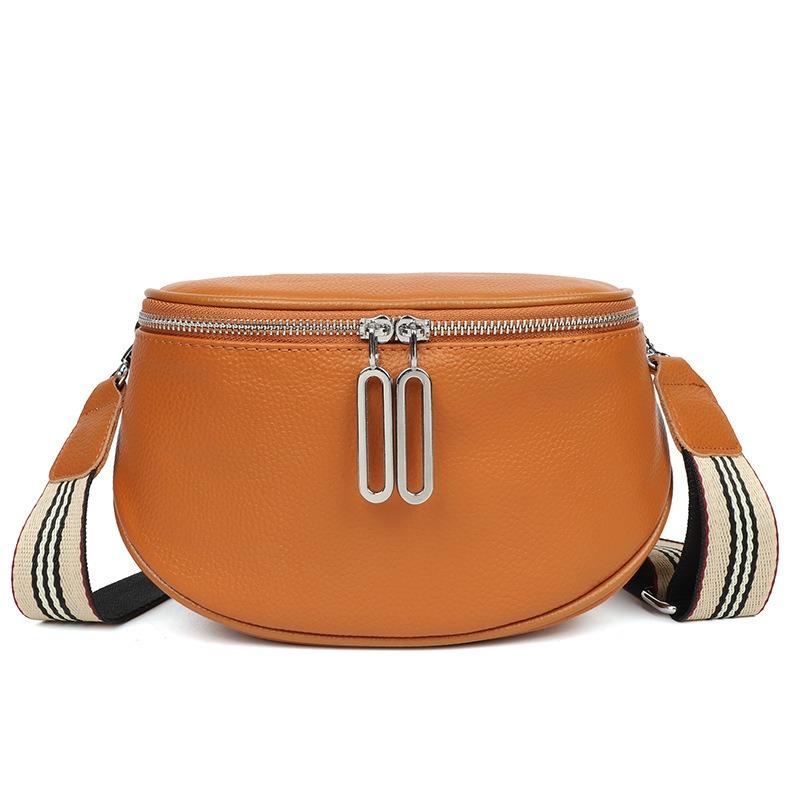Leather Women's Bag First Layer Cowhide Saddle Bag Women's Bag New Trendy Fashion Casual Breast Bag Shoulder Messenger Bag