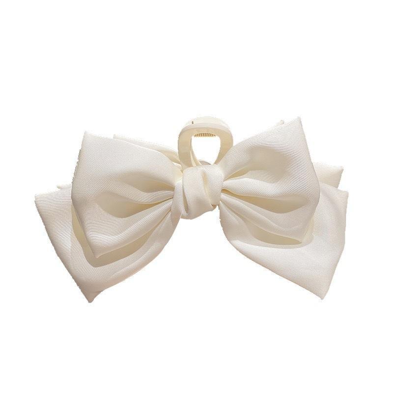 1Pcs Girl Elegant Ponytail Braid Claw Clip Solid Color Double Side Bow Hair Clip For Women Sweet Shark Crab Party Hair Accessory