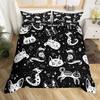 Rainbow Cat Butterfly Duvet Cover Three-Piece Set Watercolor Galaxy Outer Space Bedding Set With Pillowcase