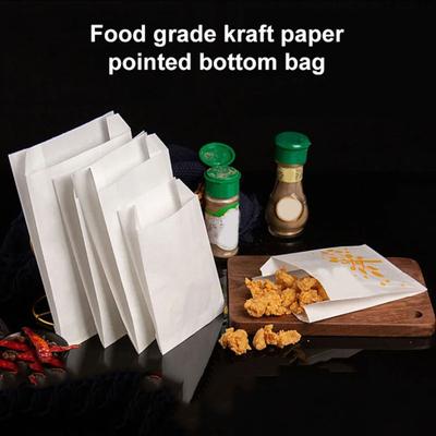 100 Pezzi Sacchetti da Forno Portatili Impermeabili Resistenti all'Olio Ampia Applicazione Confezione per Alimenti Sacchetti Monouso in Carta Kraft Bianca Piatta Forniture per Panetteria