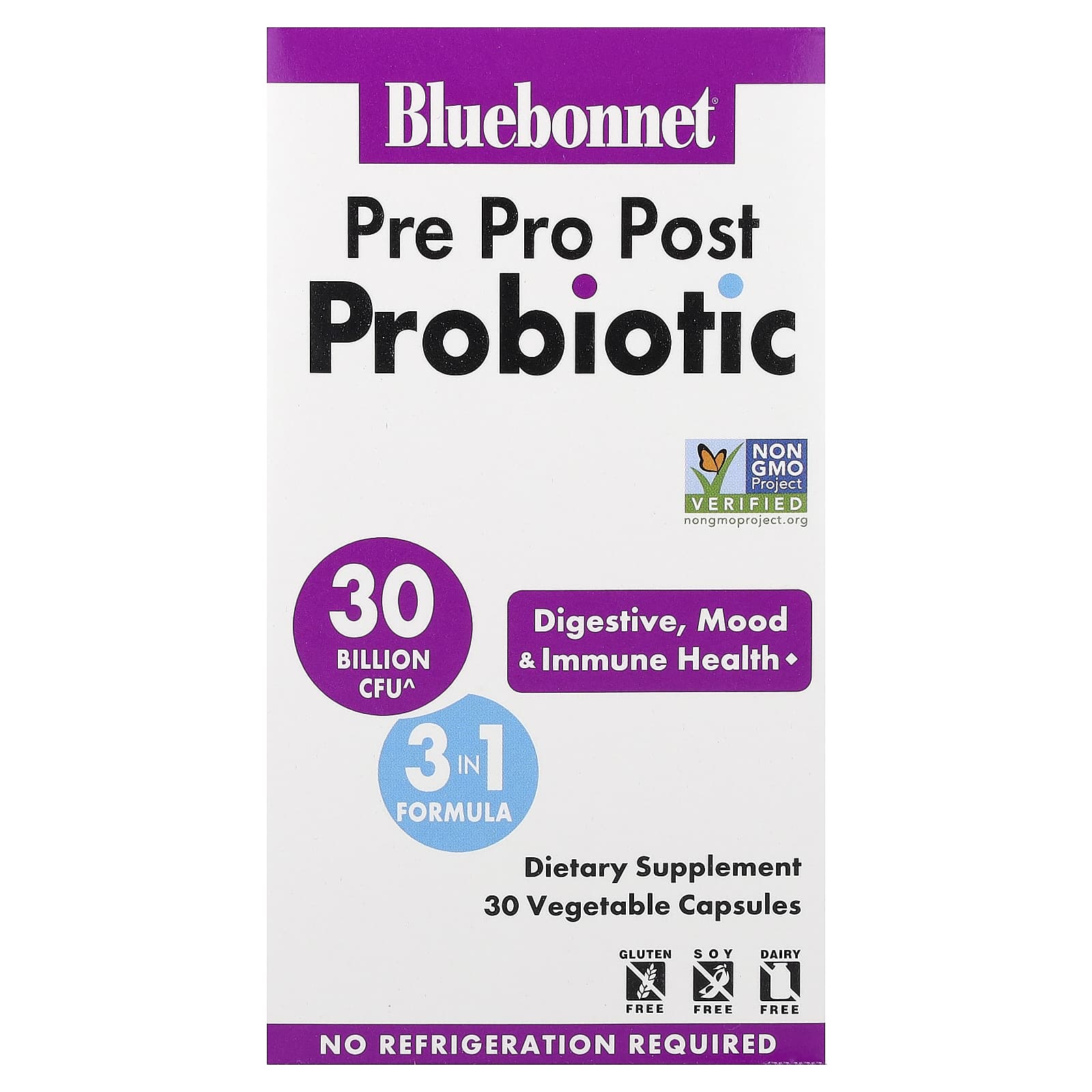 

Bluebonnet Nutrition, Pre, Pro, Post Probiotic, 30 Veggie Capsules