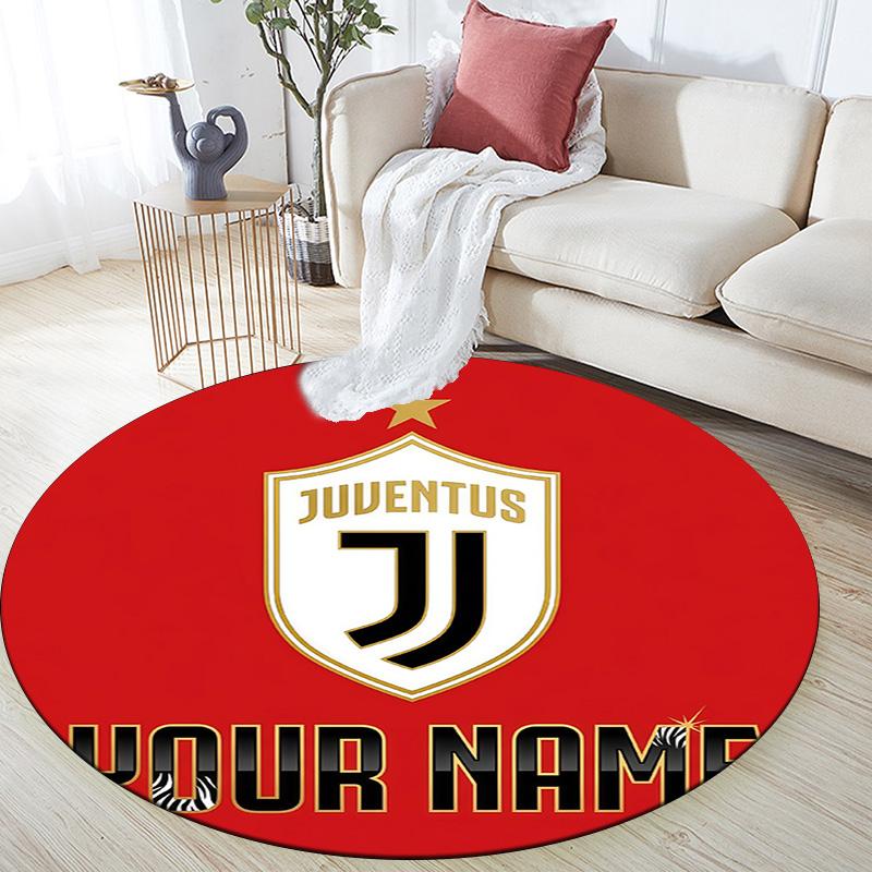 Custom Name Juventus2 Round Area Rug,Carpet Rug for Living Room Bedroom Sofa Playroom Decor,Non-slip Floor Mat