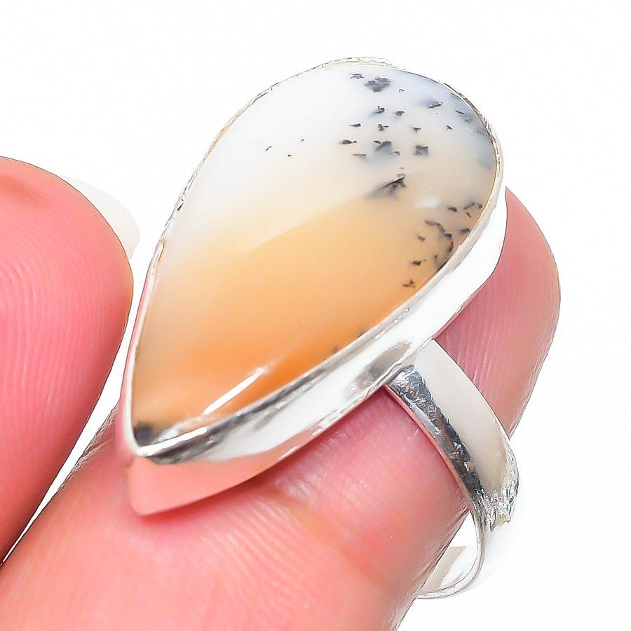 

Natural Dendrite Opal Gemstone 925 Sterling Silver Gift Ring Size 9.5 n1I21