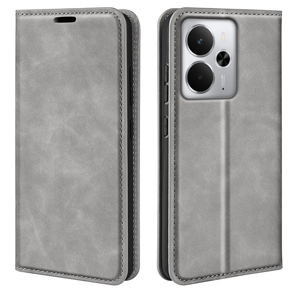 

For Realme 14 5G Case Skin Touch Leather Wallet Phone Cover Grey