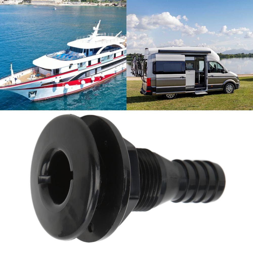 Multi-size Boat Through Hull Connector Black White Thru Hull Fitting ABS Plastic Straight Through Drain Outlet Boats
