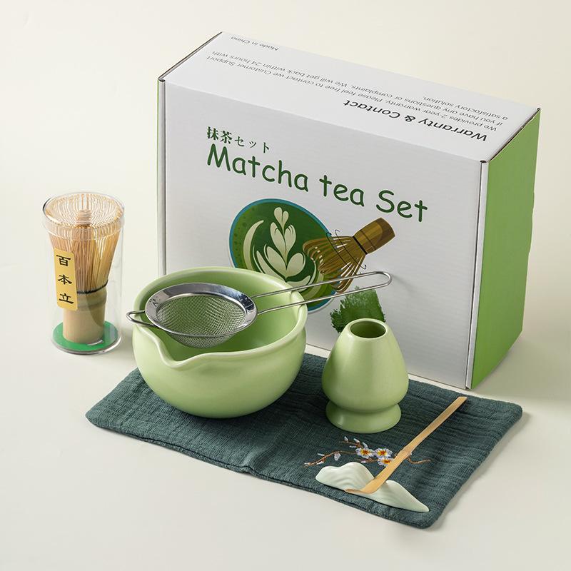 4/5/7/8pcs Traditional Matcha Set Bamboo Whisk Ceramic Tea Bowl Japanese Tea Making Tools Home Kitchen Gift for Tea Lovers