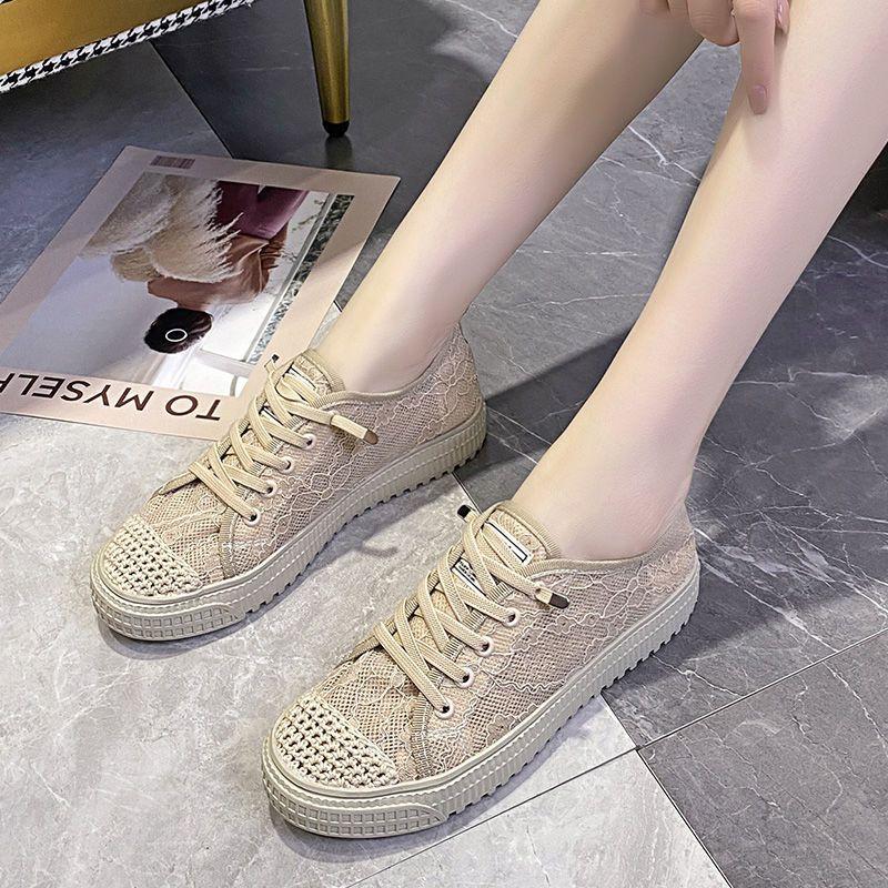 Fashion Black Woman Footwear Summer Mesh Breathable Shoes for Women Lace Up High on Platform Casual Original Designer Luxury Offer Cheap