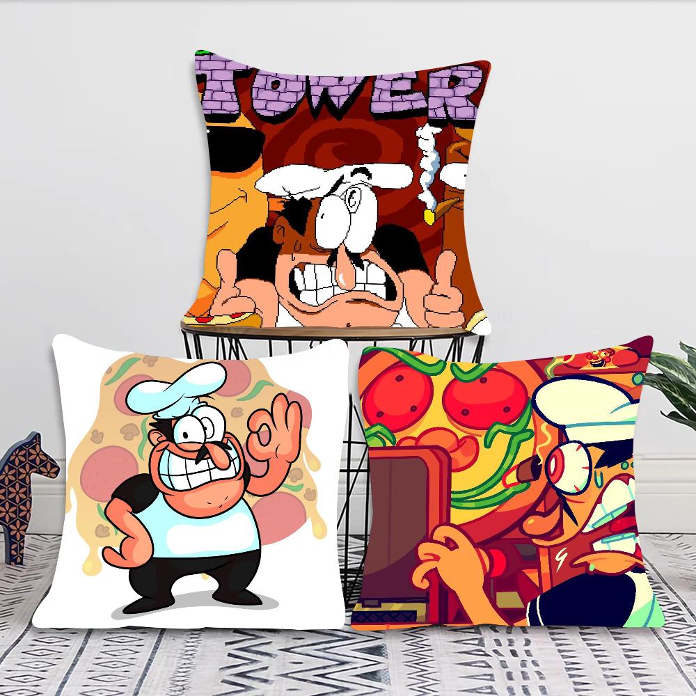 P-Pizza Tower Game Pillow Case Square Pillow Bedroom Sofa Leisure Comfort Cushion Car Living Room Home Decoration