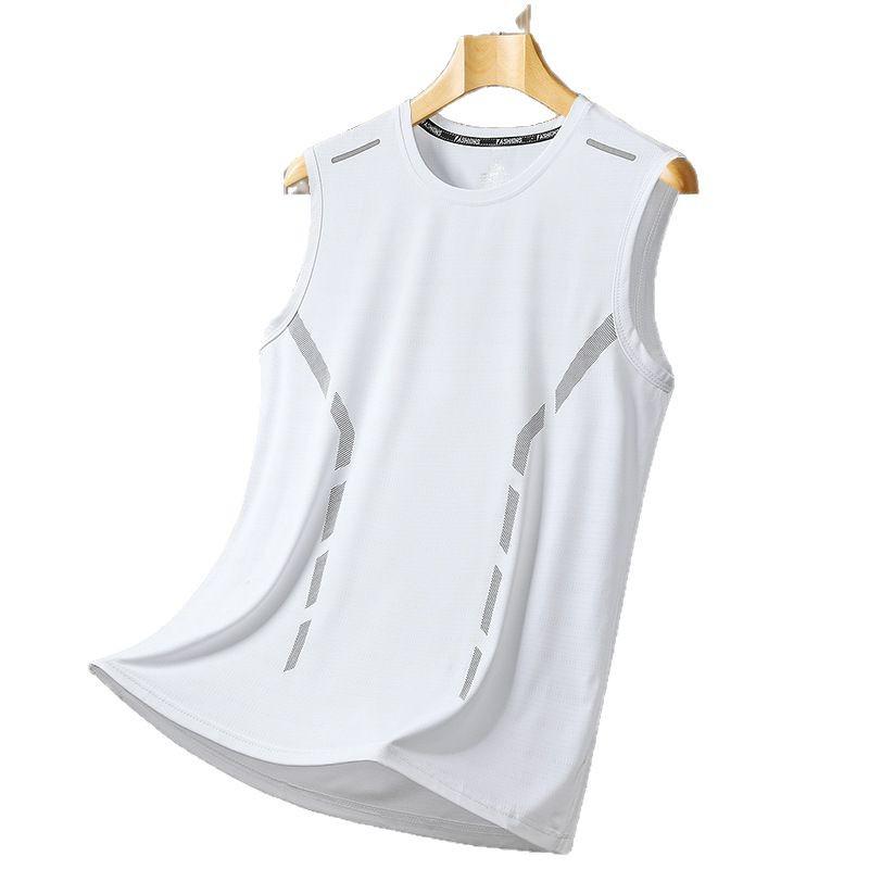 Men's Quick-Dry Sleeveless Sports Vest & Loose Fit T-Shirt Set - Plus Size, Ice Silk, Perfect for Summer Running & Fitness.
