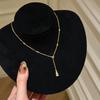 2026 Water Drop Small Waist Ice Cream Necklace Women's Light Luxury Daughter Gold Premium Collarbone Chain Autumn and Winter Sweater Chain