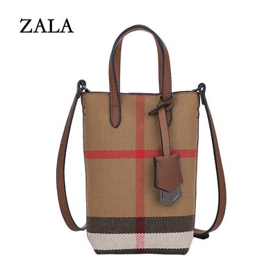 Internet Celebrity Plaid Leather Mobile Phone Bag Texture Women's Bag Vertical Fashion Versatile Portable Shoulder Messenger Bag Spot